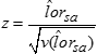Quantity z is the estimate of the log-odds ratio, lor hat sub s and a, divided by the square root of the variance v of the estimate of the log-odds ratio, lor hat sub s and a.